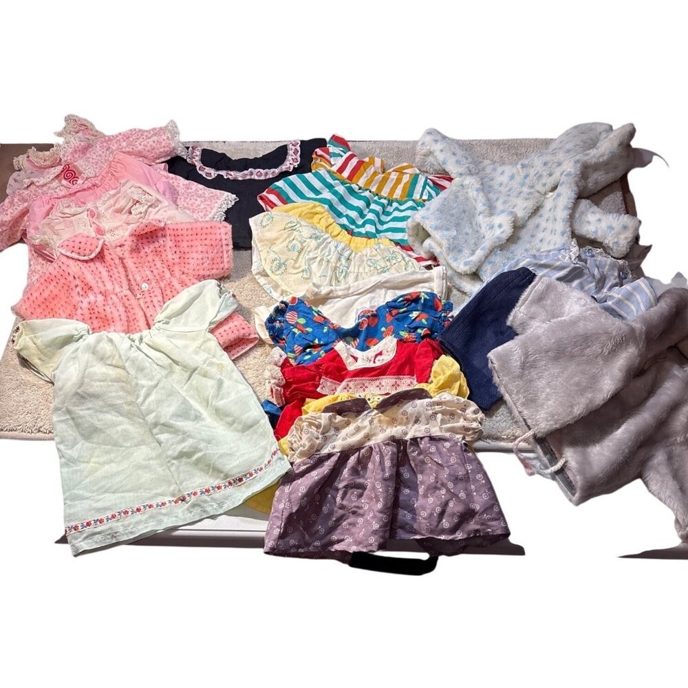 Vintage Doll Bear Clothing Lot 17 Pc Assorted Styles Handmade